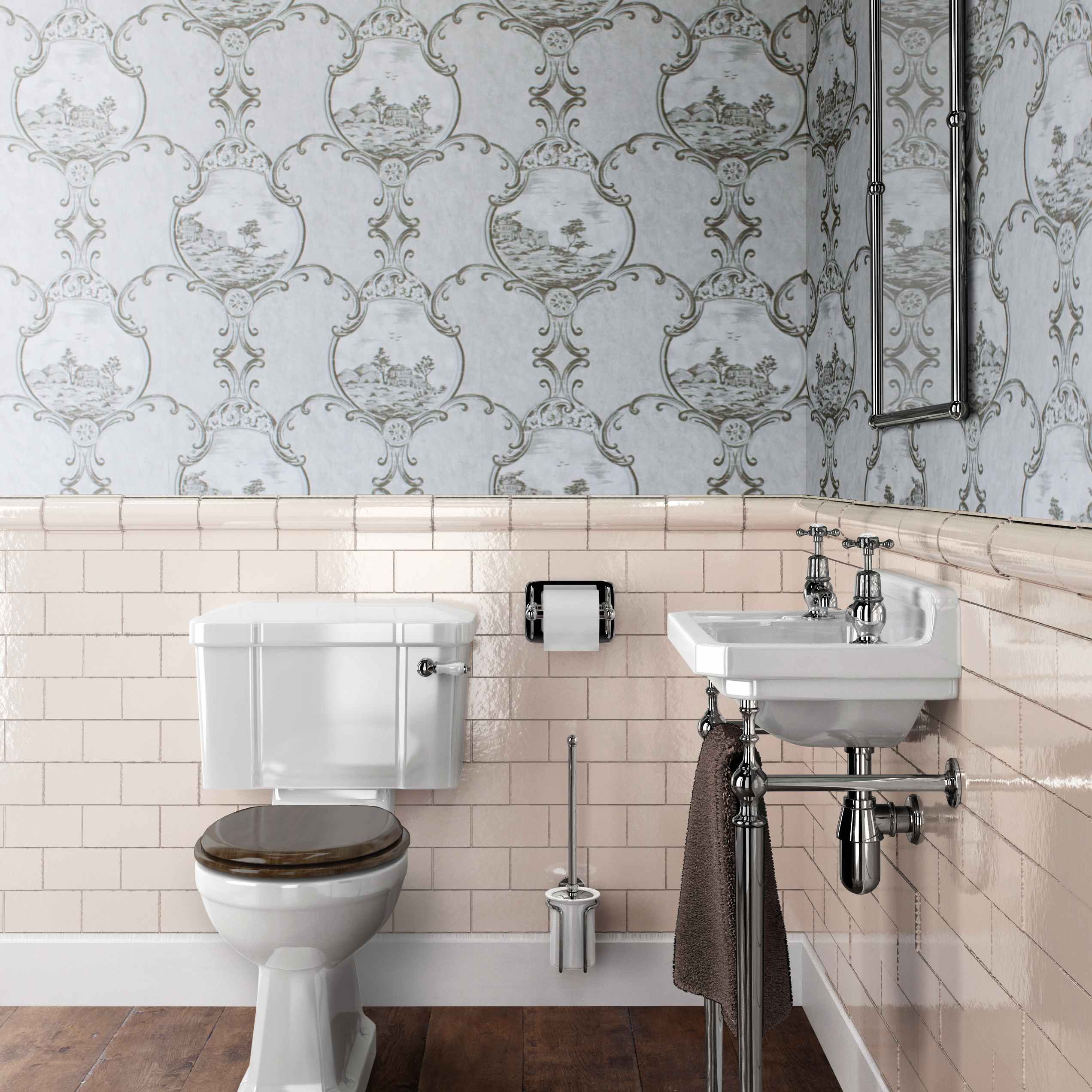 Edwardian Cloakroom Basin and Regal Close Coupled WC in a traditional white