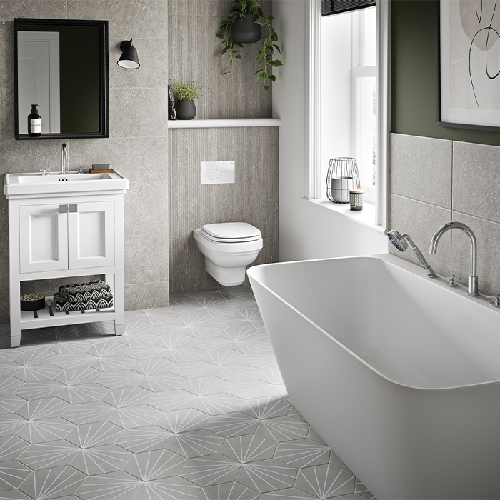 Modern Traditional Bathroom | Capture the elegance of 1920s inspired bathrooms in your home with Riviera