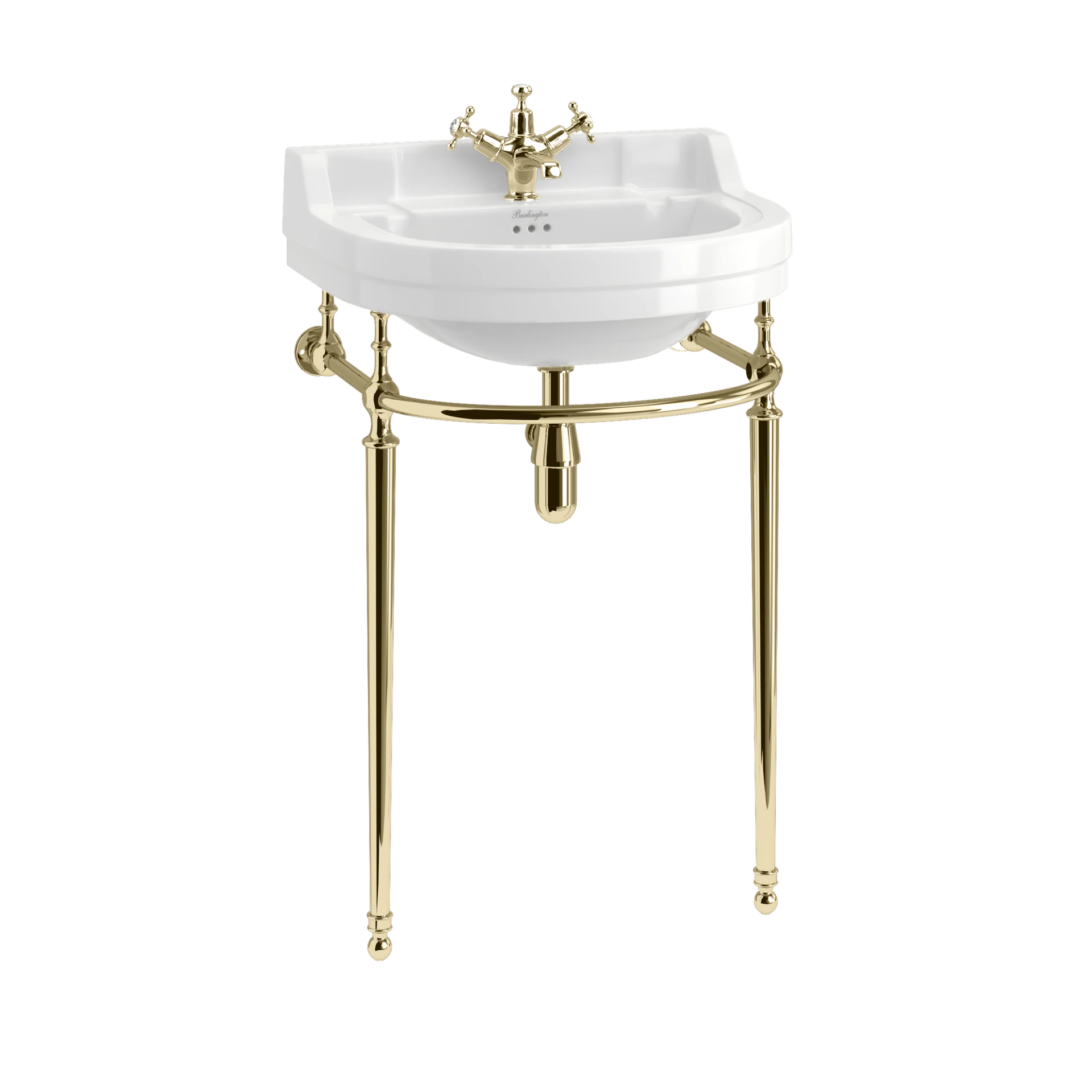 Edwardian Round 560mm Basin with Gold Washstand