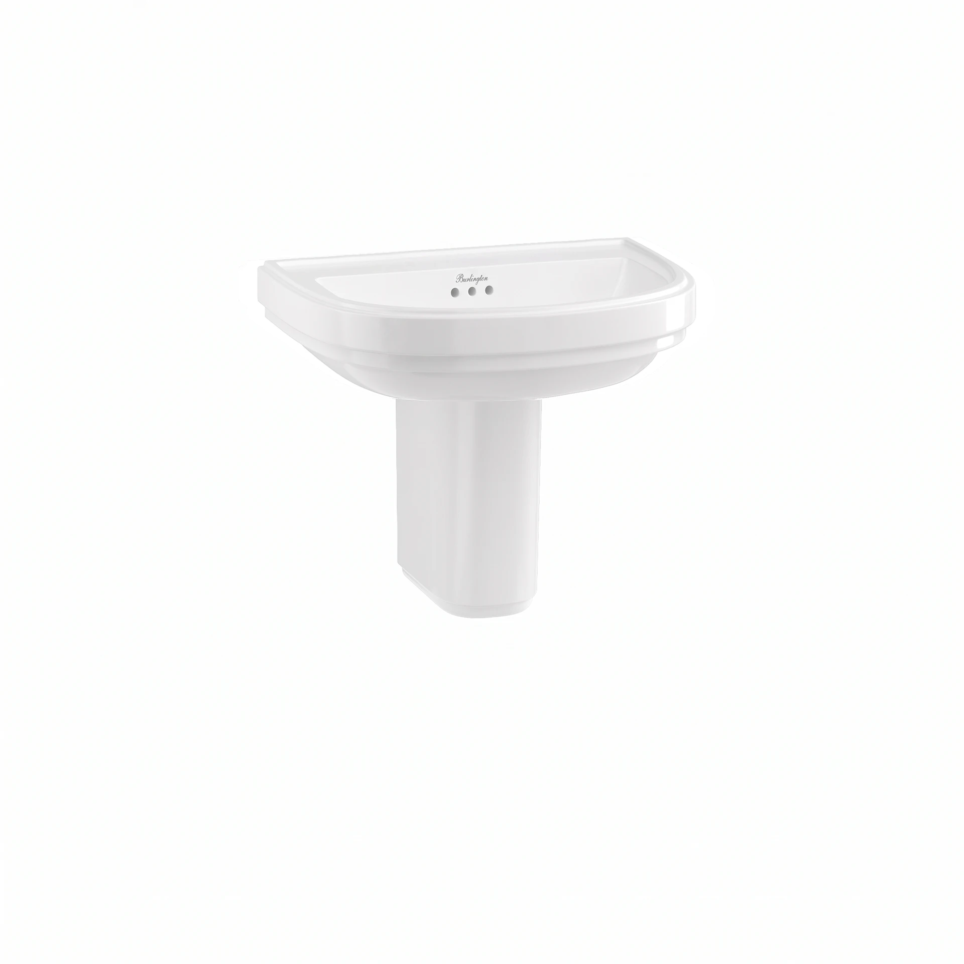 Riviera 580mm D Shape Basin with Riviera Semi Pedestal