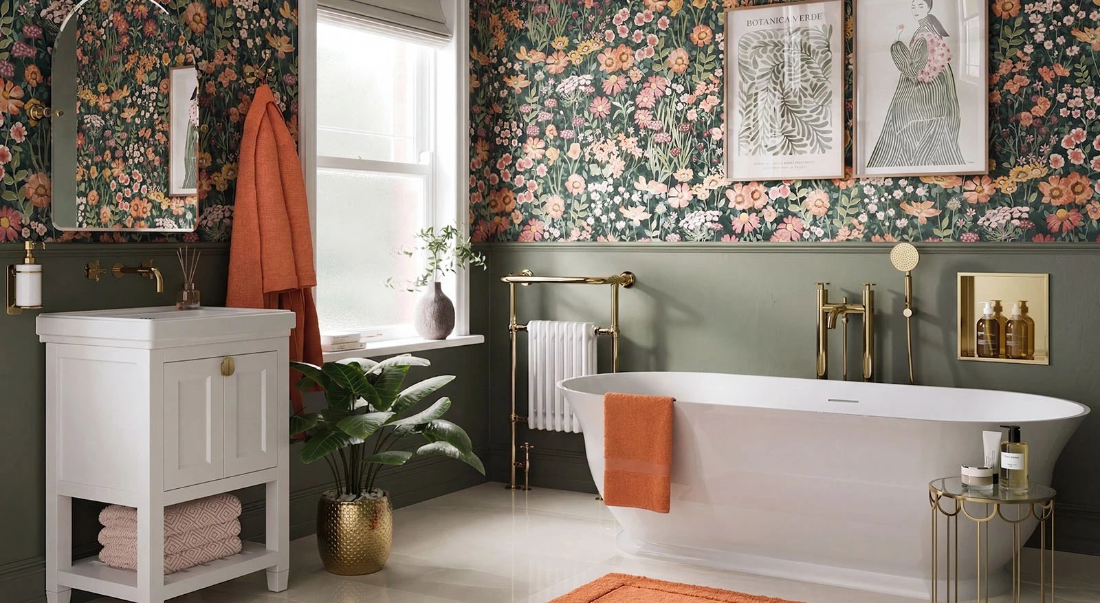 Green botanical bathroom design