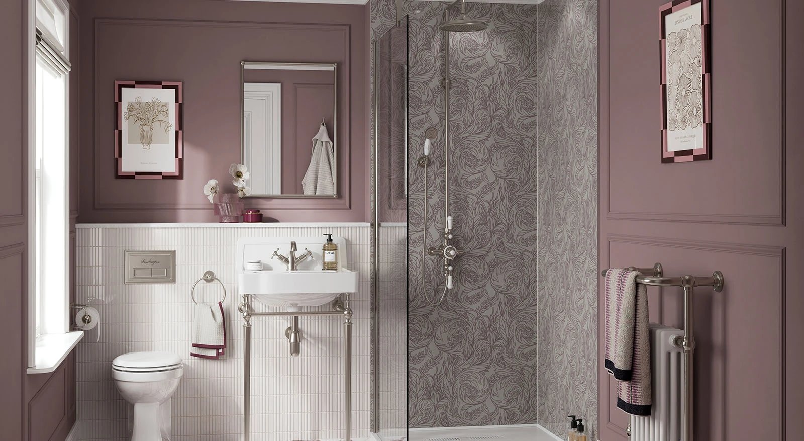 Soft pink bathroom design