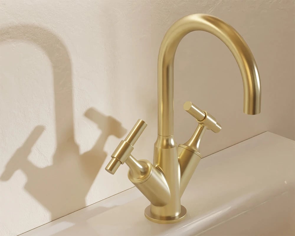 Strand basin monbloc in brushed brass