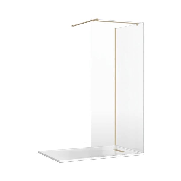 Burlington Glass Corner with T Bracing Bar in Brushed Brass