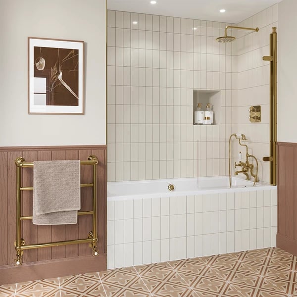 Classique Hinged Single Bath Screen in Gold