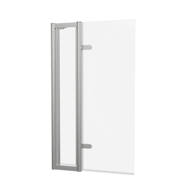 Classique Hinged Bath Screen with Access Door 850 in Brushed Nickel
