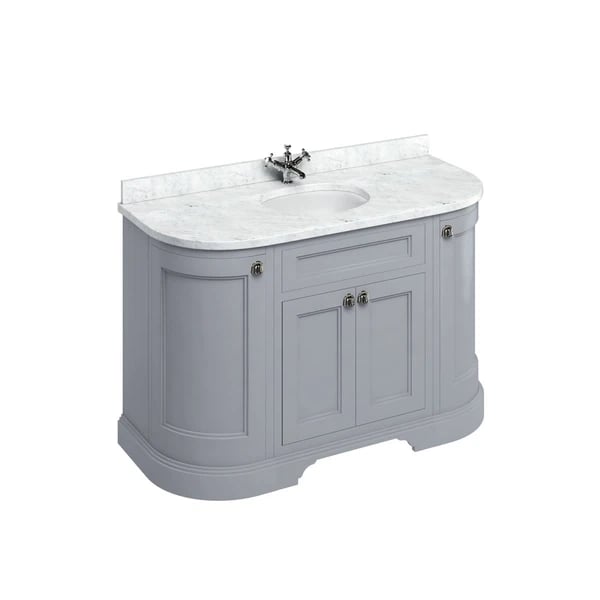 Edwardian Freestanding 1340 Curved Vanity Unit with Minerva Worktop with Vanity Bowl