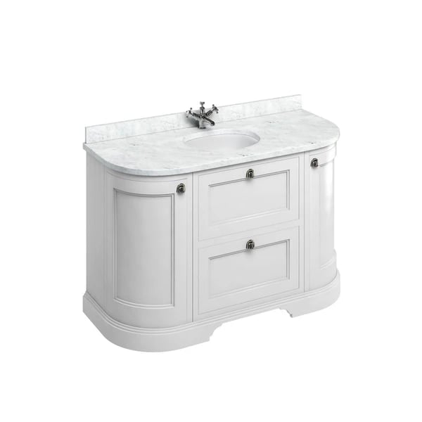 Edwardian Freestanding 1340 Curved Vanity Unit with Minerva Worktop with Vanity Bowl