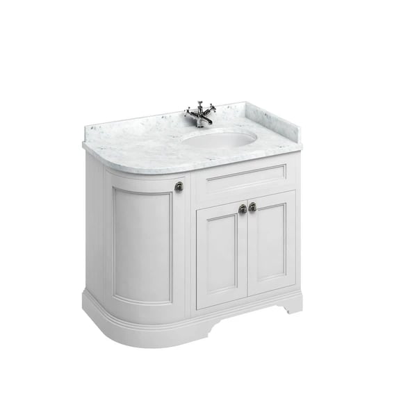 Edwardian Freestanding 980 Curved Vanity Unit with Minerva Worktop with Vanity Bowl