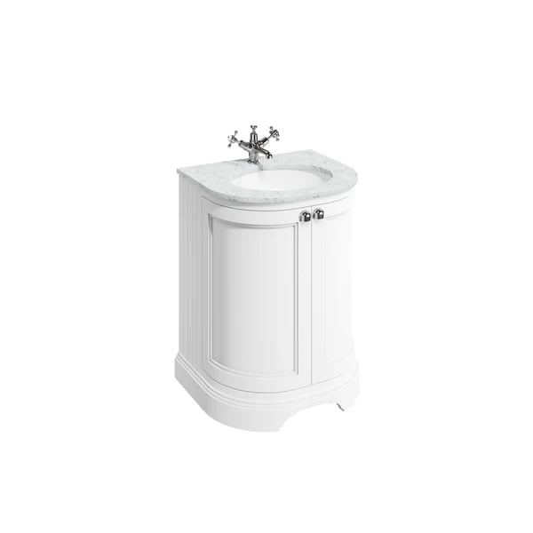 Edwardian Freestanding 650 Curved Vanity Unit with Doors & Minerva Worktop