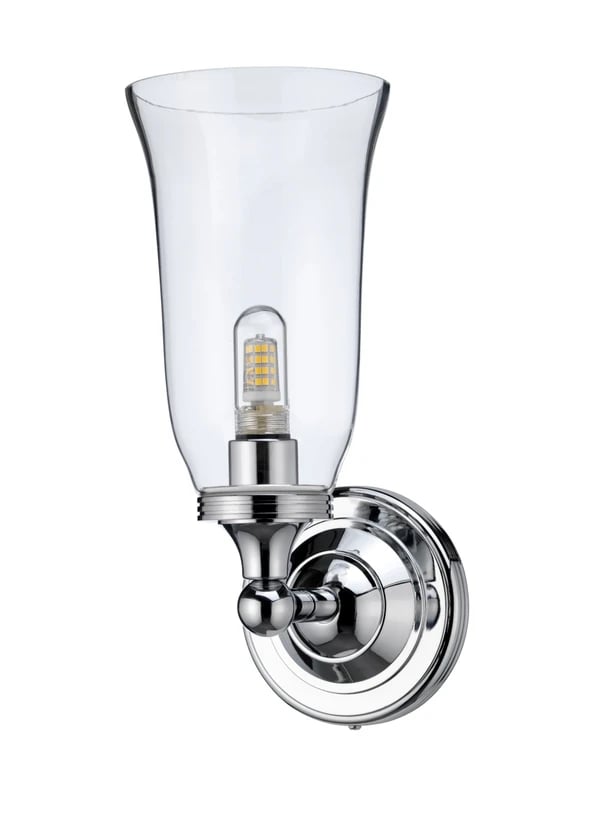 Round Wall Light with Clear Glass Vase Shade