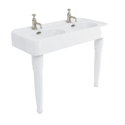 Arcade 1200mm Basin with Ceramic Console Legs (with Nickel Overflow) in  Basins, SKU ARC1200 1TH ARC2