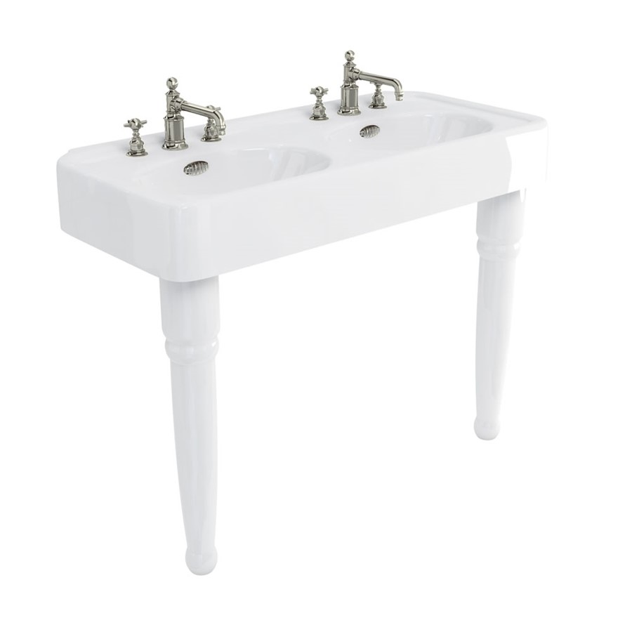 Arcade 1200mm Basin with Ceramic Console Legs (with Nickel Overflow) in
