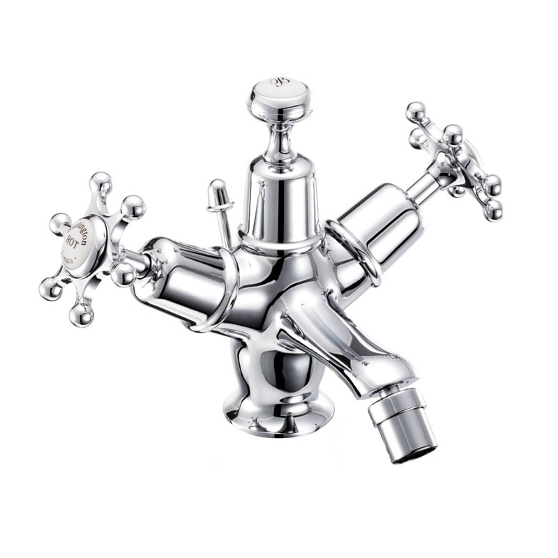 Birkenhead Bidet Mixer with Popup Waste (Quarter turn with White