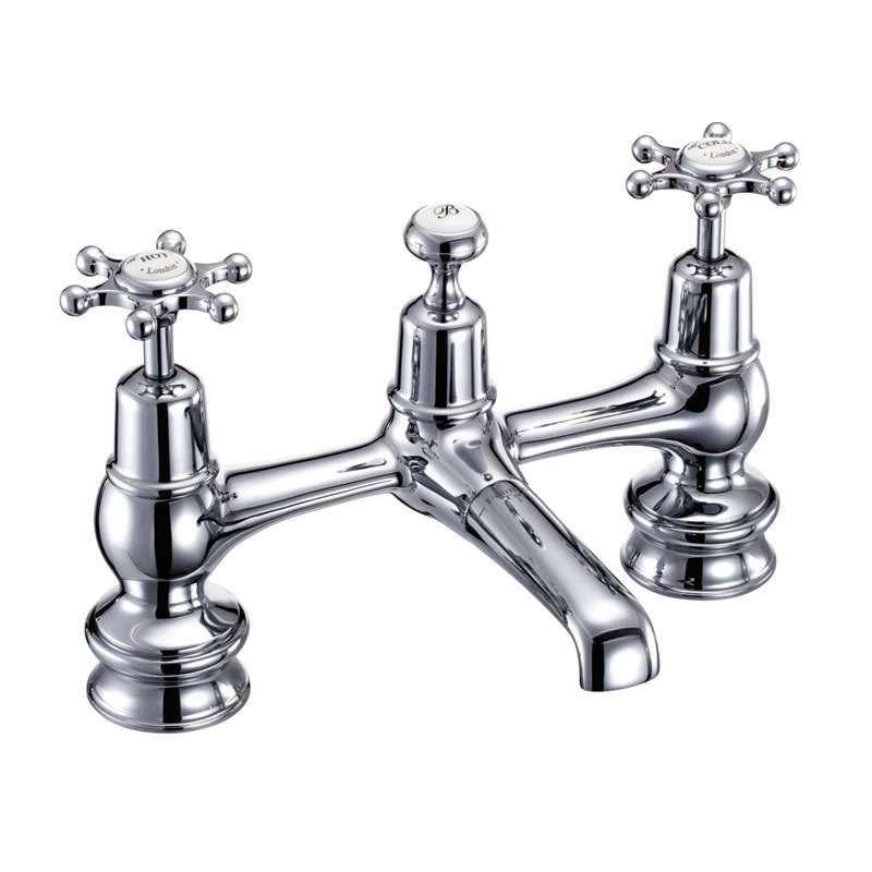 Birkenhead Regent 2 Tap Hole Bridge Basin Mixer with Plug & Chain Waste