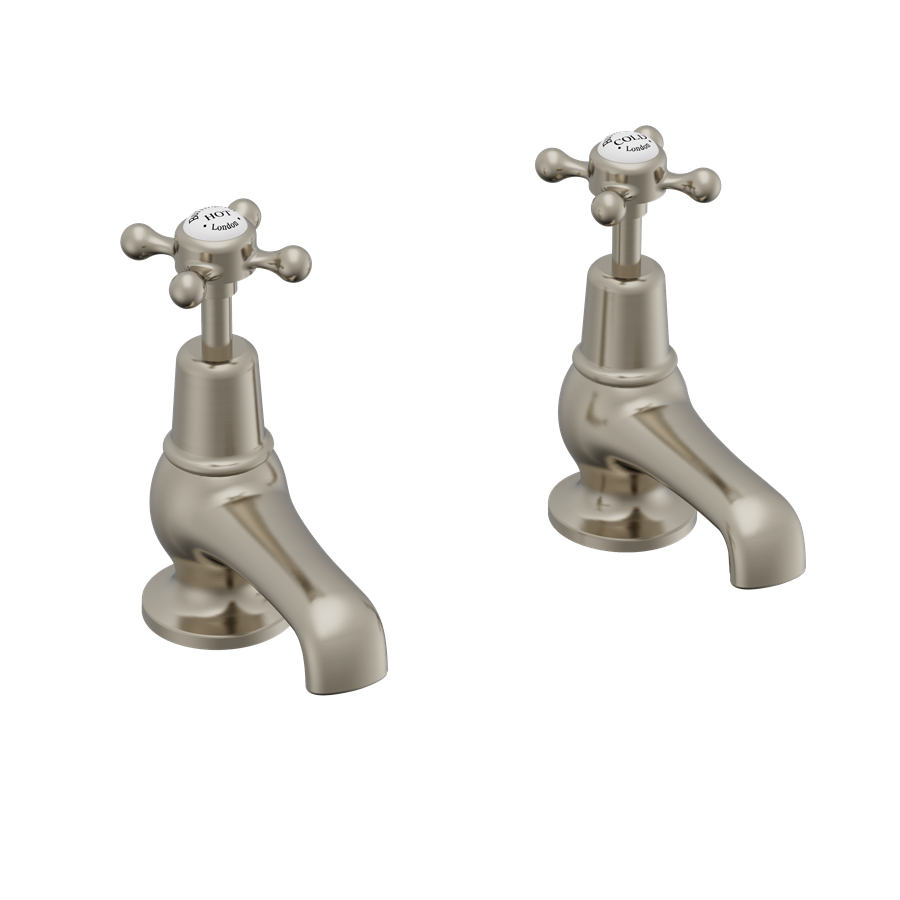 Claremont Basin Taps 3" (Quarter turn with White accent in Chrome
