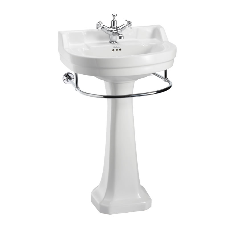 Edwardian Round 56cm Basin, Towel Rail & Regal Pedestal (with 1 tap ...