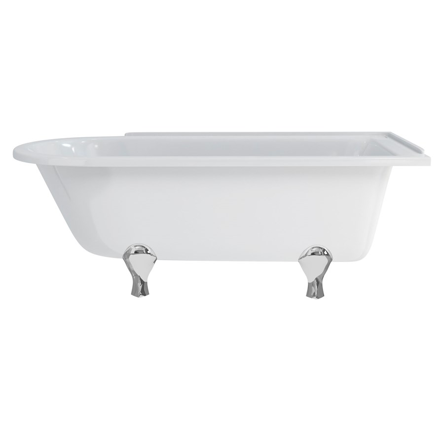 Hampton 170cm Right Handed Showering Bath with Luxury Feet (Right Hand