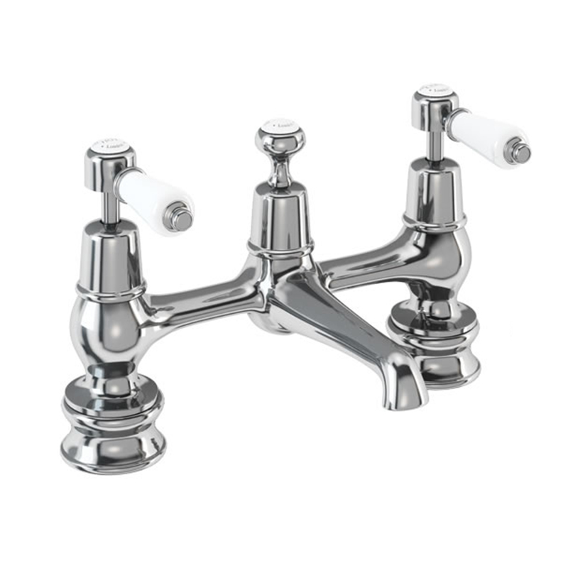 Kensington Regent 2 Tap Hole Bridge Basin Mixer with Plug & Chain Waste ...