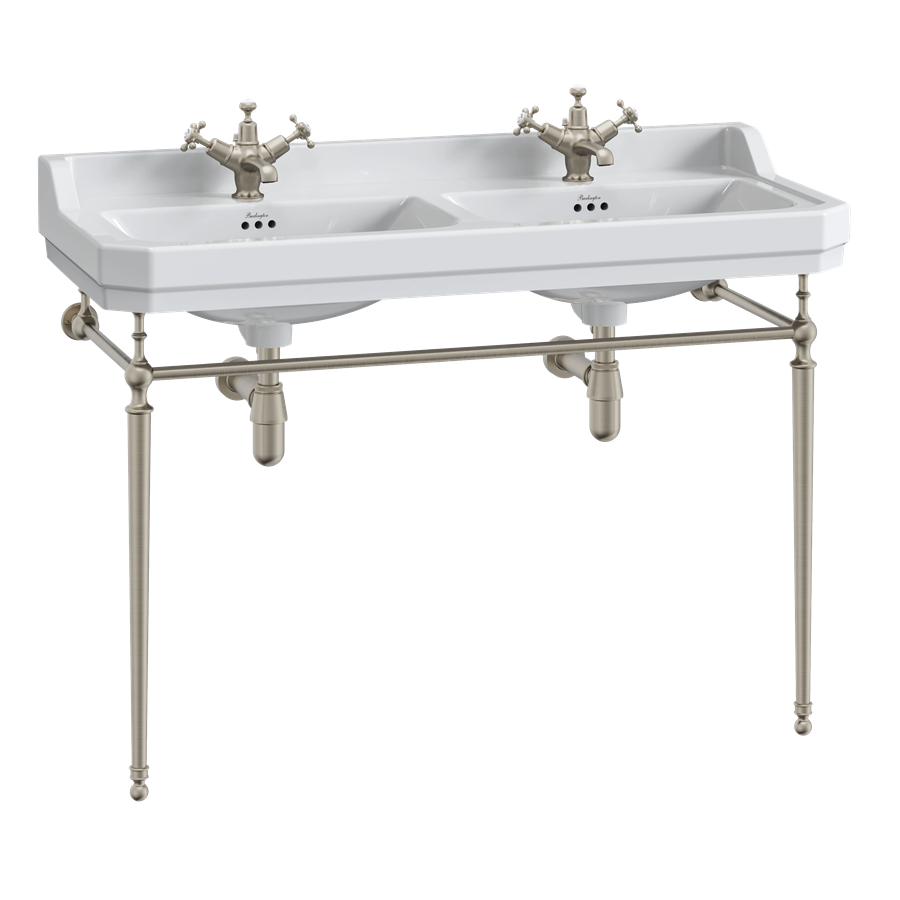 Edwardian 120cm Double Basin with Washstand (1 tap hole & chrome wash