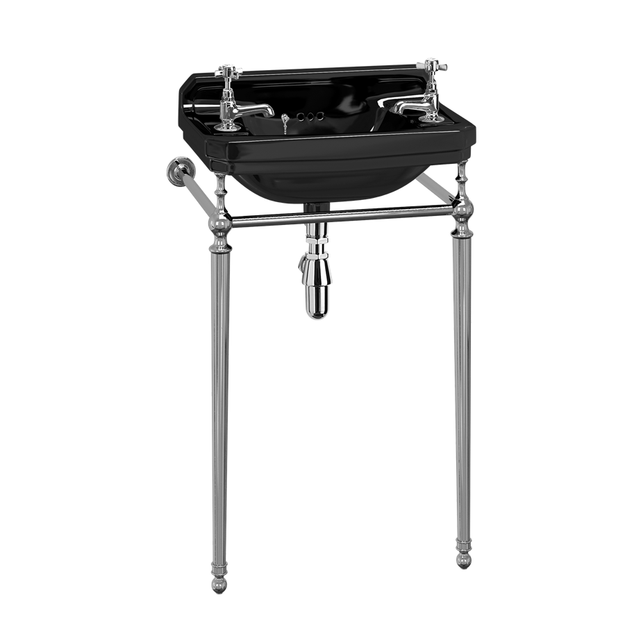 Bespoke Jet Edwardian 51cm Cloakroom Basin with Basin Stand (Jet with 2