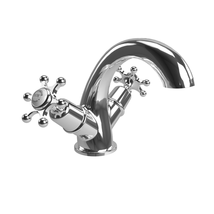 Birkenhead Mono Basin Mixer (Quarter turn with White accent in Chrome