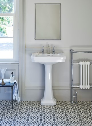 Modern Bathroom Bliss 520 x 455mm Gloss White Finish Ceramic 1TH Basin Sink with Semi Pedestal W x H