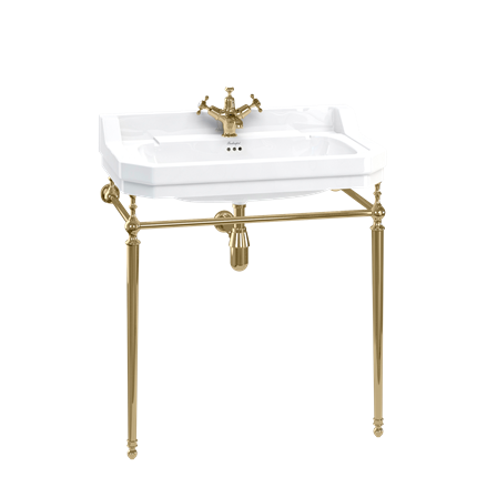 Edwardian 800mm Basin with Gold Washstand (with 1 tap hole) | SKU B18 1TH-T50 GOLD | Burlington Bathrooms