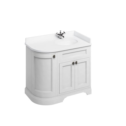Freestanding 100 Rh Curved Corner Unit With White Worktop And