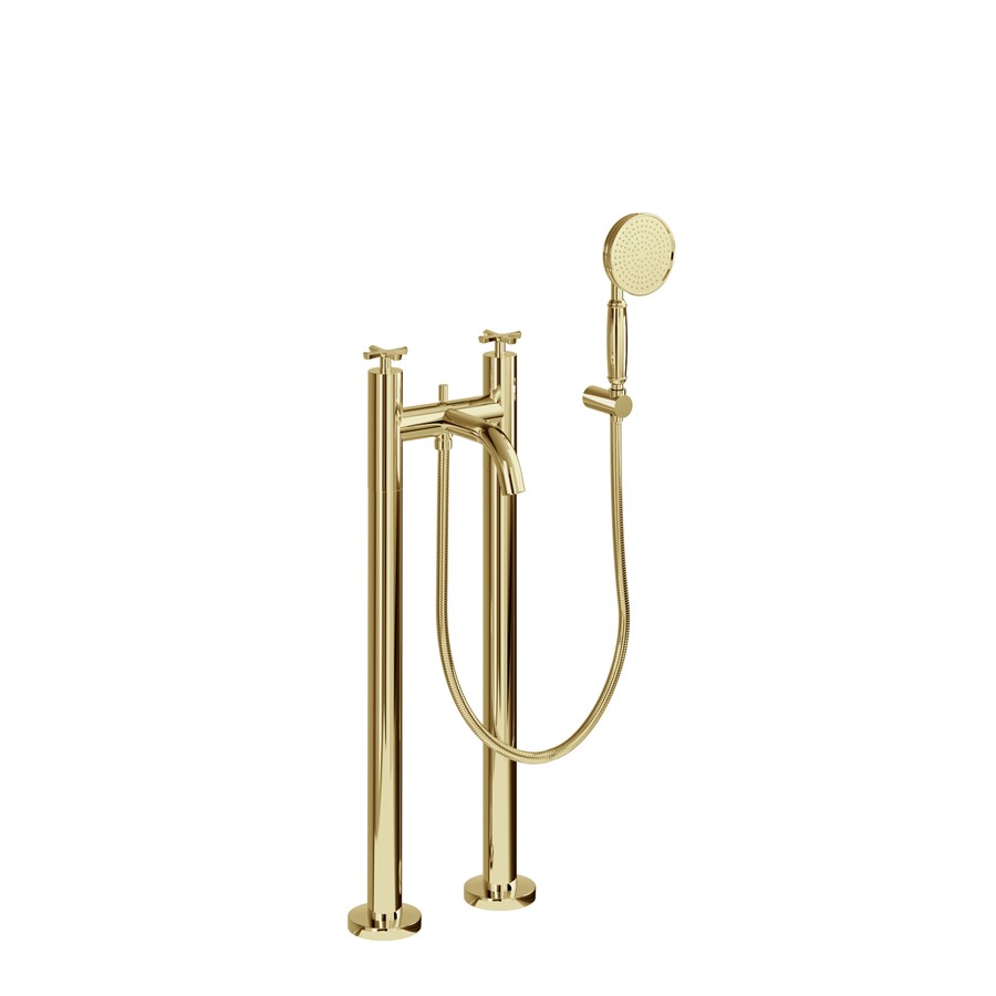 Riviera Bath Shower Mixer with Handset and Hose kit on Riviera Stand Pipes (Gold) SKU RIV4