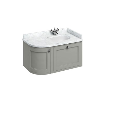 Wall Hung 100 Rh Curved Corner Unit With Carrara White Worktop And