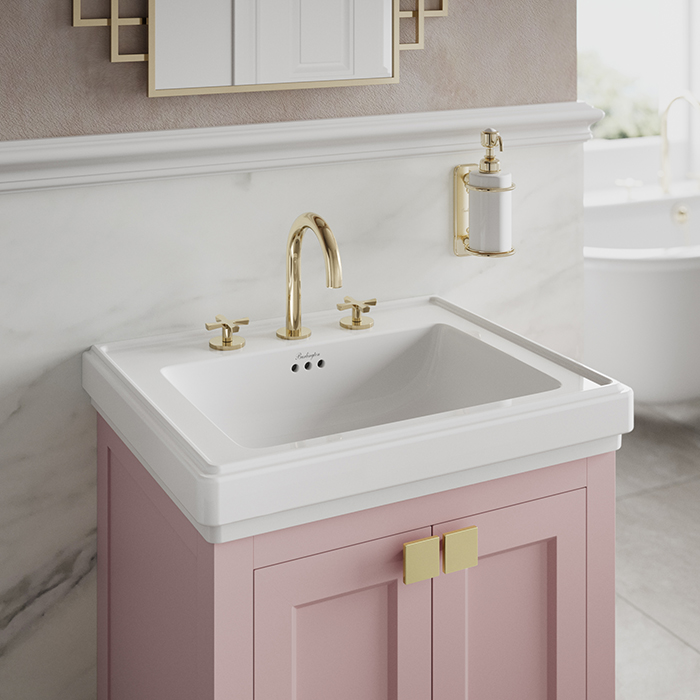 Modern Traditional Bathroom | For a theme of sophistication throughout, pair Riviera with Burlington's traditional bathroom accessories