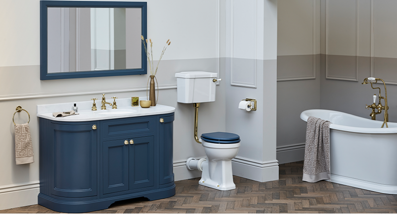 How To Introduce Blue Traditional Bathroom Furniture Burlington Bathrooms - Small Bathroom Ideas With Blue Vanity Units