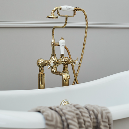Classic Bathroom Design | For a beautiful traditional bathroom scheme with an opulent twist, consider introducing Gold traditional tapware and traditional bathroom accessories set