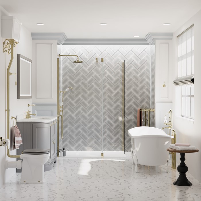 Achieve a luxury showering space in your traditional bathroom design.