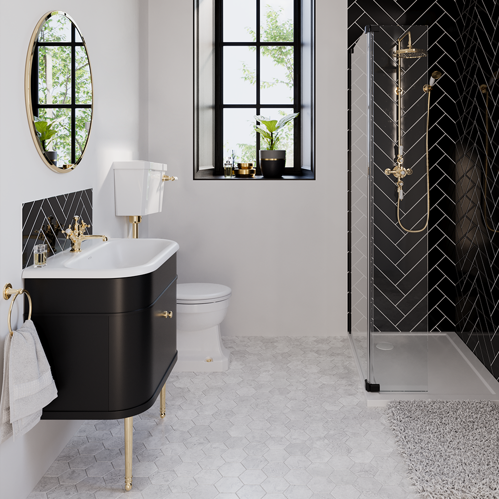 Traditional Bathroom Design | Placing a spin of traditional design, this modern classic bathroom idea enlivens any home