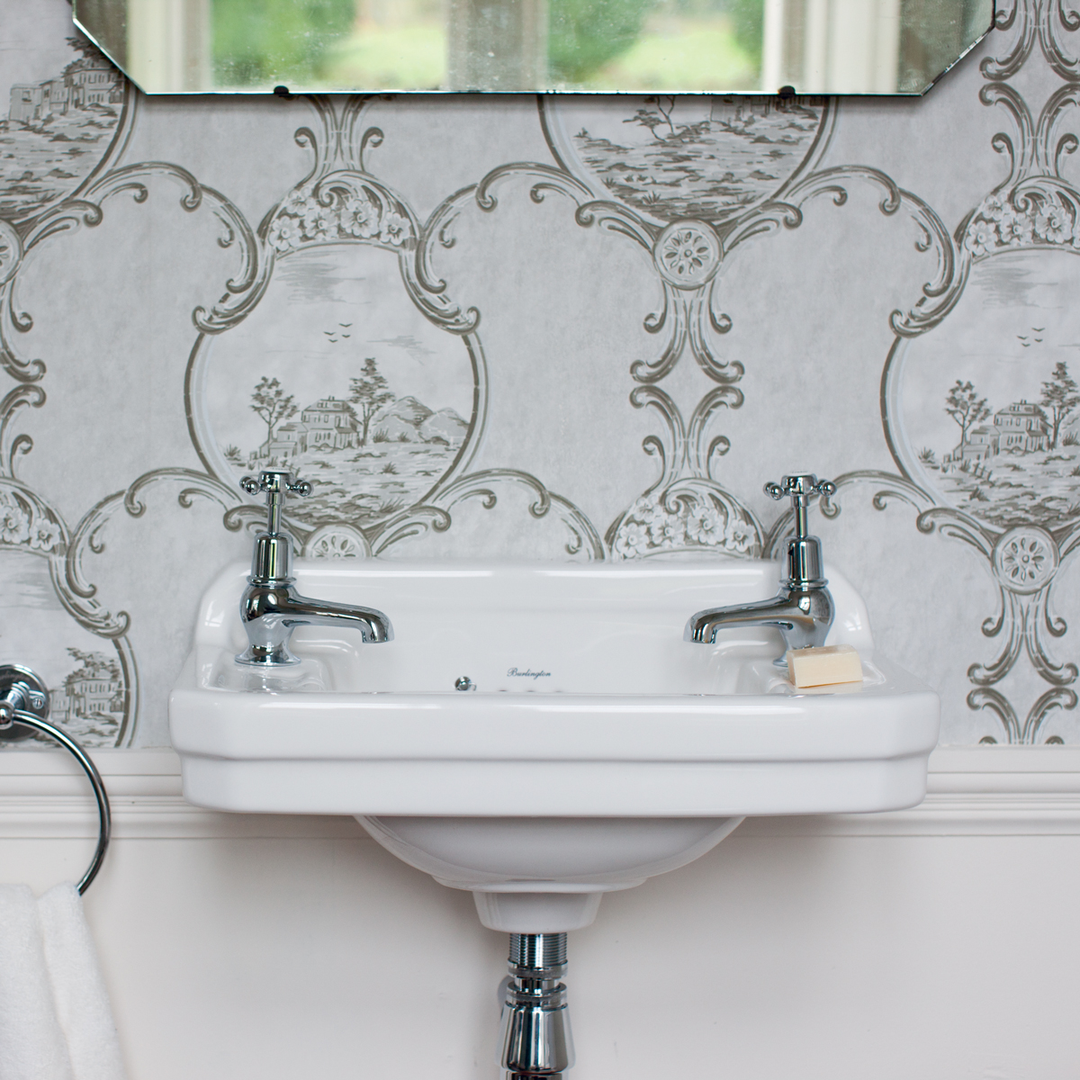 Edwardian Cloakroom Basin in a traditional white 