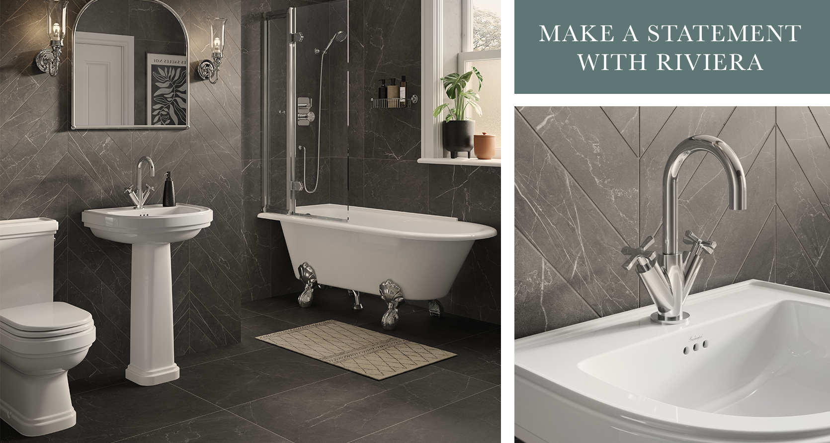 Art Deco bathroom | Capture a timeless Art Deco bathroom suite with the Riviera collection