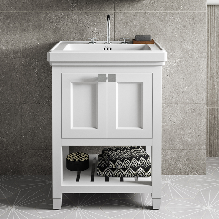 Modern Traditional Bathroom | Create a traditional bathroom with a modern twist with the 1920s inspired Riviera collection