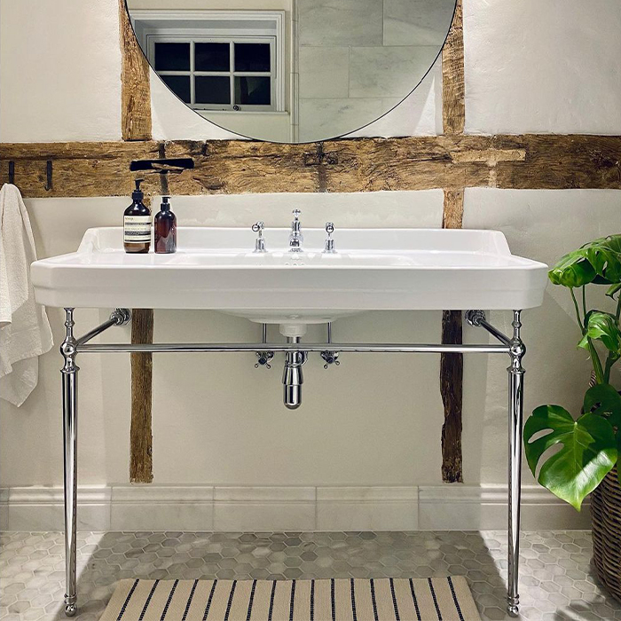 Traditional Bathroom Suite | For a sophisticated bathroom idea that inspires warmth, comfort and undivided relaxation, look no further than a farmhouse bathroom for your home.