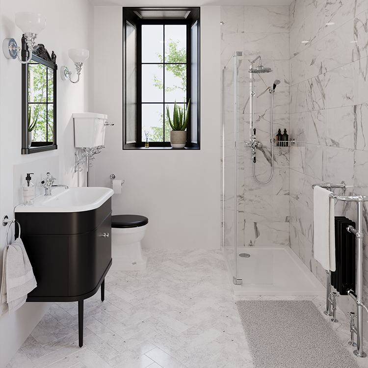 Traditional Bathroom | Create a peaceful traditional bathroom design with a simple and effective nod towards nature in your modern classic bathroom